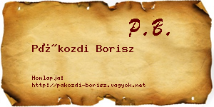 Pákozdi Borisz névjegykártya